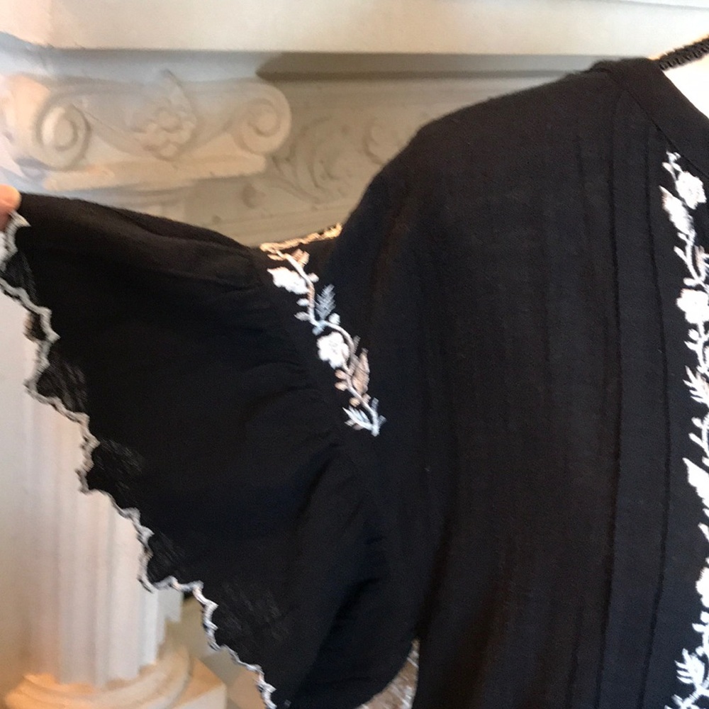 Free People Black Mini Dress with White Embroidered Trim - Picture 8 of 8